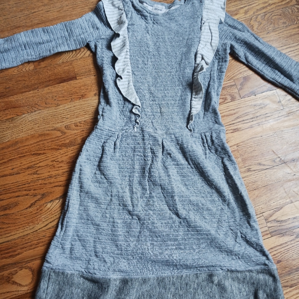 Girls gray striped knit dress size 12 by BLUNE